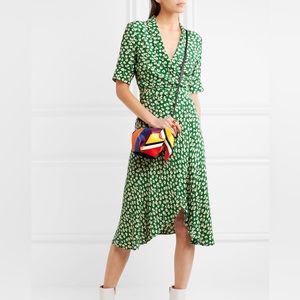 Ganni Dalton Crepe Wrap Dress, size 38 (US 6)